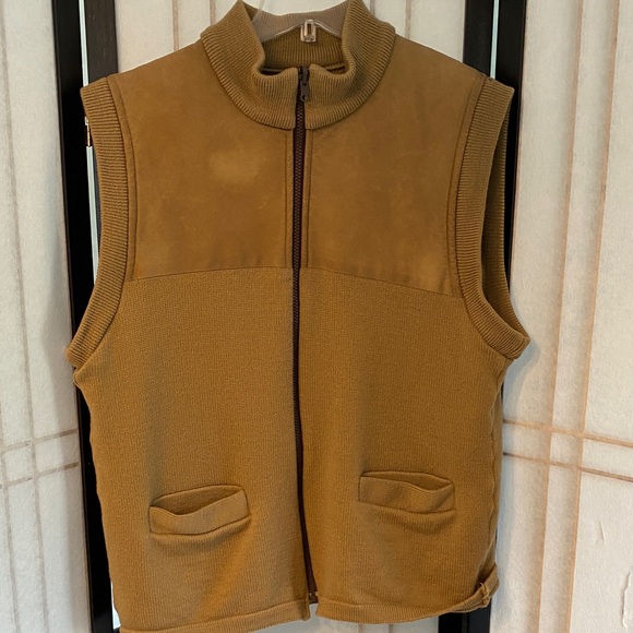 Vintage Filson Men’s Tan 100% Wool Sweater Zip-Up Vest Size Large - Picture 1 of 9